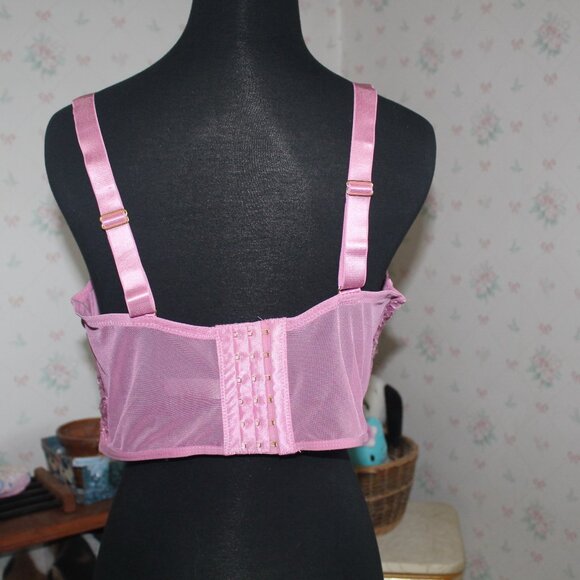 Daisy Fuentes Rose Pink Lace Push-Up Bra 40C - Picture 4 of 10
